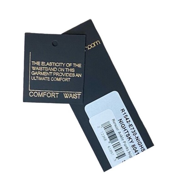 RENUAR Night Sky Straight Leg Stretch Ankle Pant Side Slit Faux Pockets 12 - Picture 2 of 2